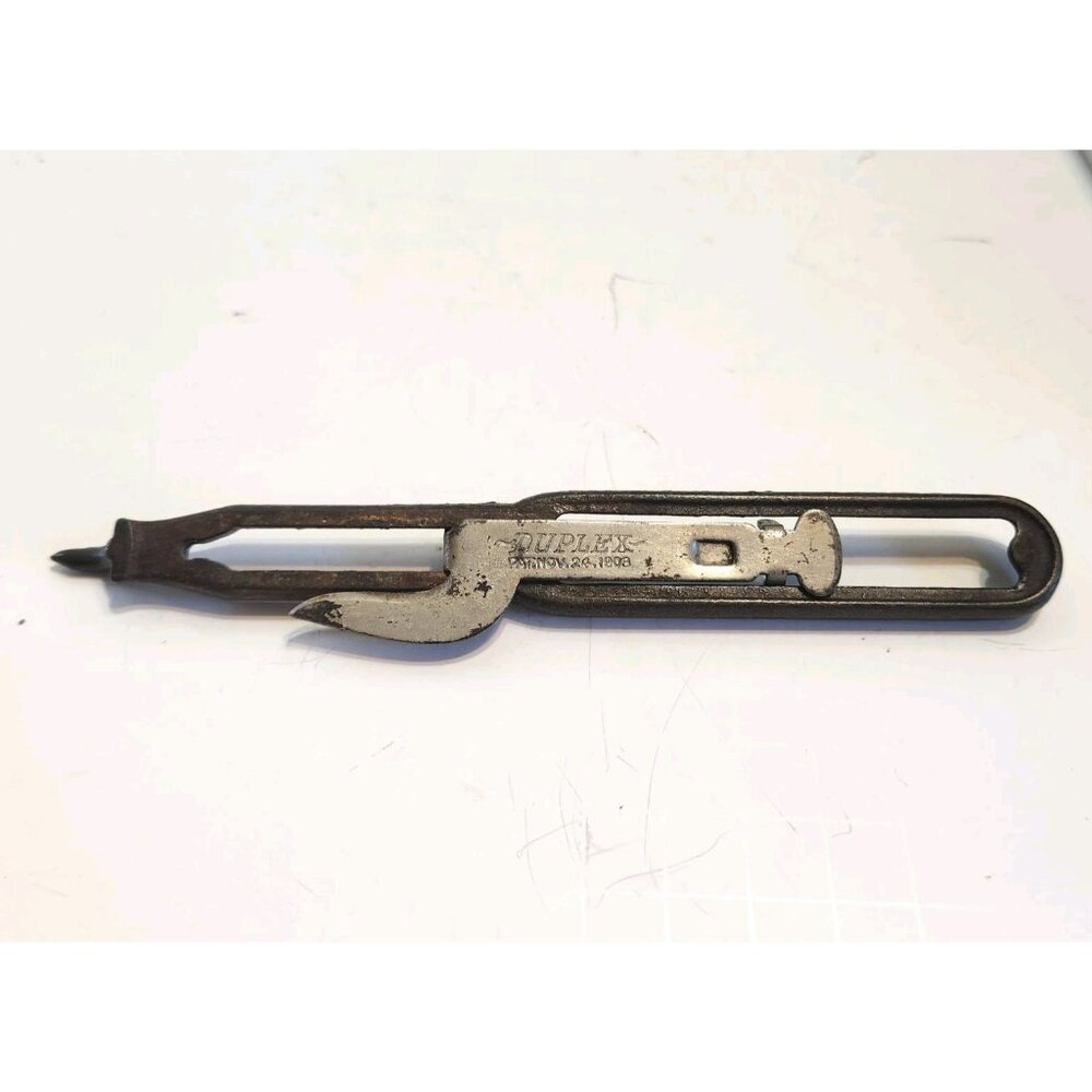 Duplex Antique Can Opener 1903 Patent Cast Iron Sliding Steel Made In USA READ